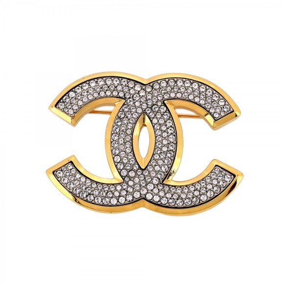 Chanel Logo CC Gold Gold Plated brooch - Picture 1 of 10